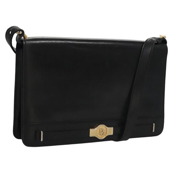 DIOR Shoulder Bag Leather Black Gold - Picture 1 of 16